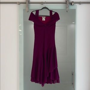 Magenta Pink Sheer Off Shoulder Cap Sleeve No Zip